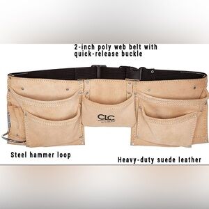 CLC Tan Suede Leather Workwear Heavy Duty 8 Pocket Tool Belt